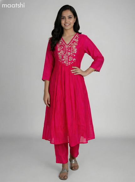 Pink Chanderi Embroidery Work Anarkali Suit