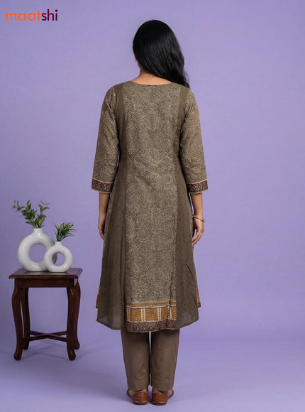 Dark Mehendi Green Muslin Printed & Embroidery Work Anarkali Suit