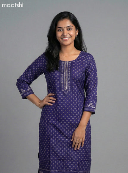 Purple Art Tussar Printed Straight Suit