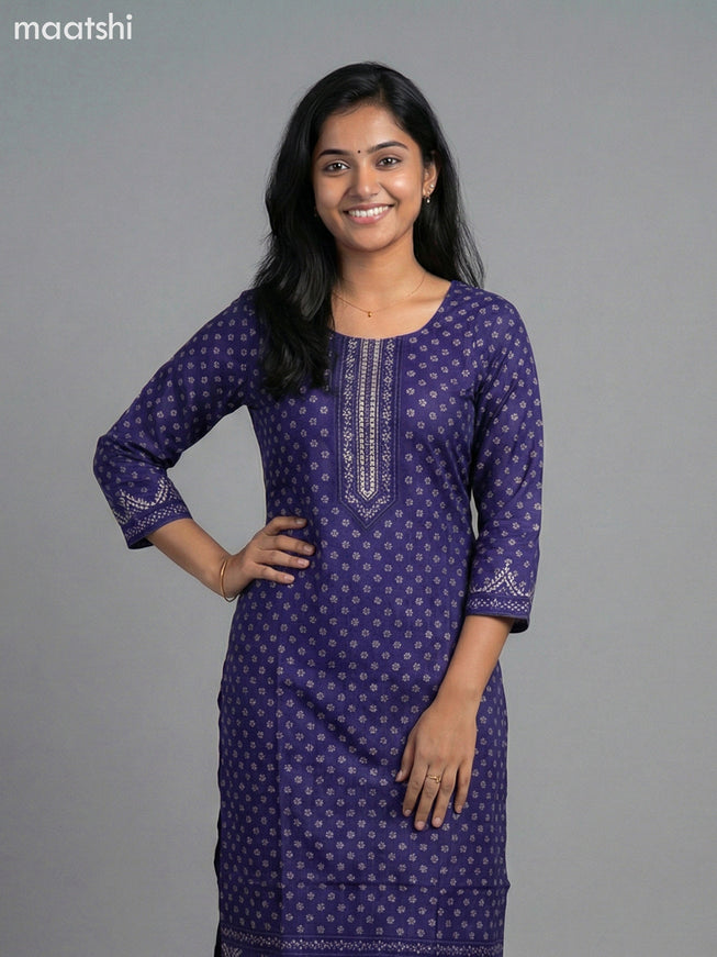 Purple Art Tussar Printed Straight Suit