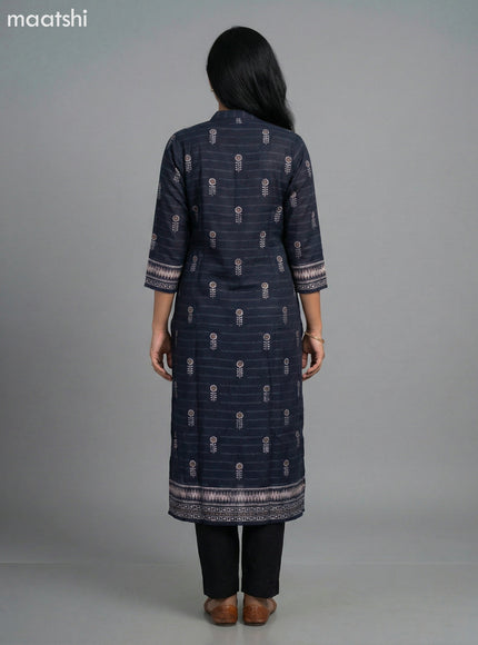 Black Modal Printed Straight Suit