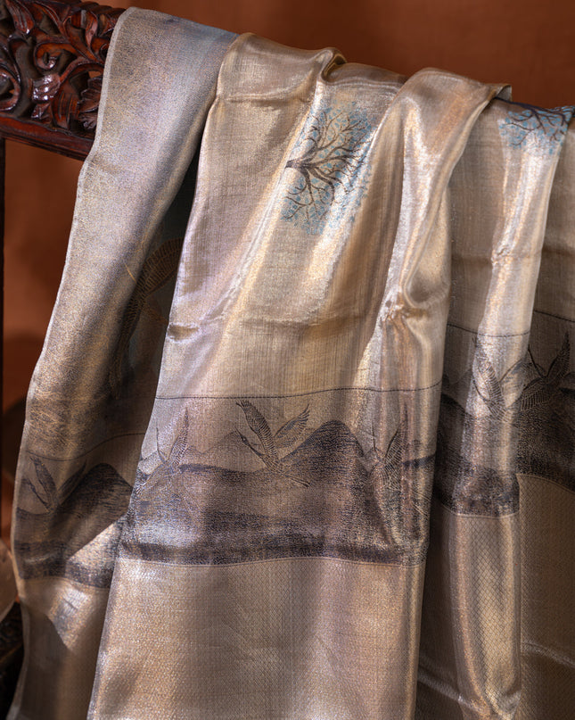 Tissue Kanchipuram Gold And With Butta Style