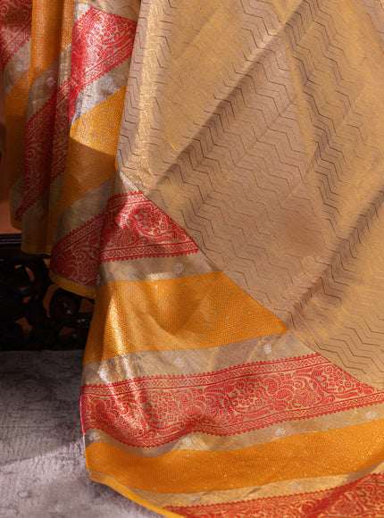 Tissue Kanchipuram Gold And With Zig Zag Pattern