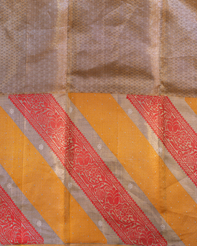 Tissue Kanchipuram Gold And With Zig Zag Pattern