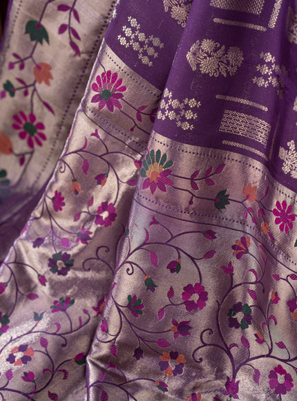 Kanchipuram Silk Violet And With Silver Brocade