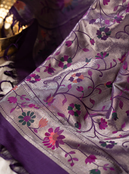 Kanchipuram Silk Violet And With Silver Brocade
