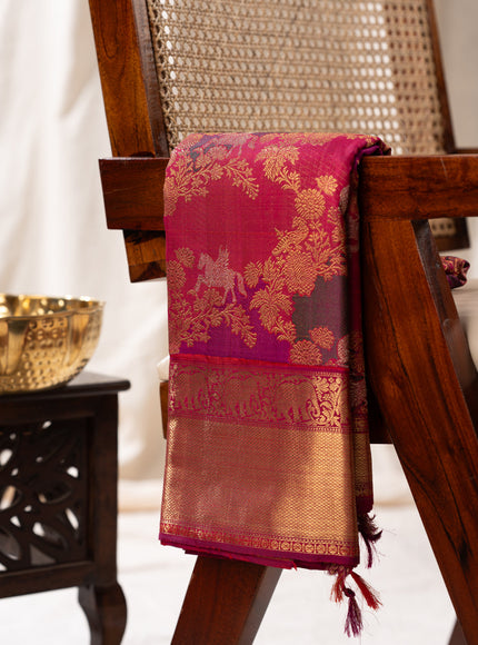Kanchipuram Silk Dark Pink And With Brocade Pattern