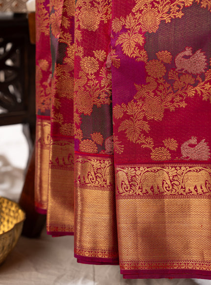 Kanchipuram Silk Dark Pink And With Brocade Pattern