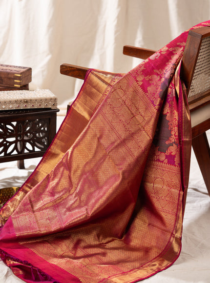 Kanchipuram Silk Dark Pink And With Brocade Pattern