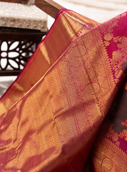 Kanchipuram Silk Dark Pink And With Brocade Pattern