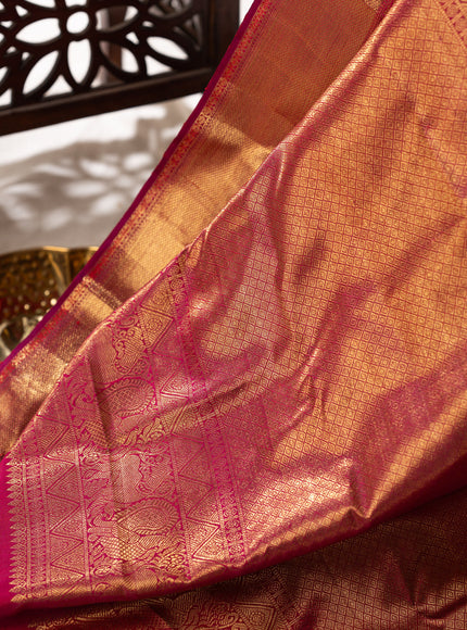 Kanchipuram Silk Dark Pink And With Brocade Pattern