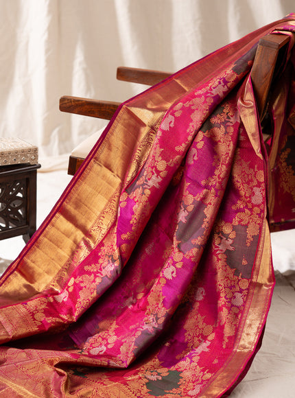Kanchipuram Silk Dark Pink And With Brocade Pattern