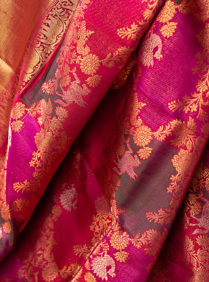 Kanchipuram Silk Dark Pink And With Brocade Pattern