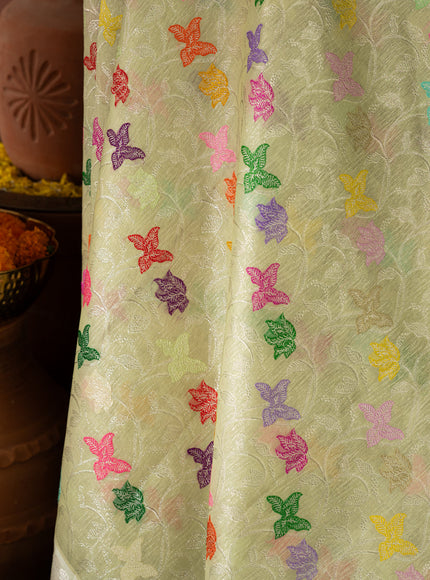 Pastel Green Kanchipuram Kora Silk With Minakari Jaal Weaves