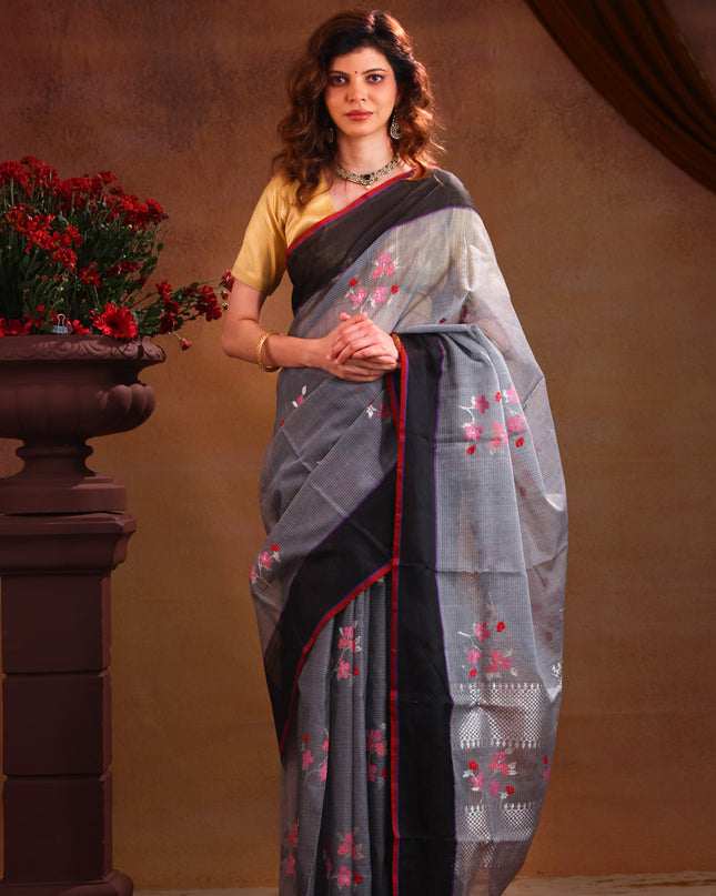 Zari Kota Grey And Black With Jamdhani Weaves