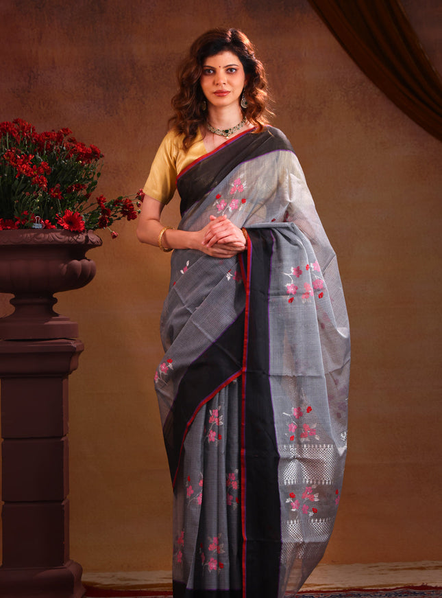 Zari Kota Grey And Black With Jamdhani Weaves