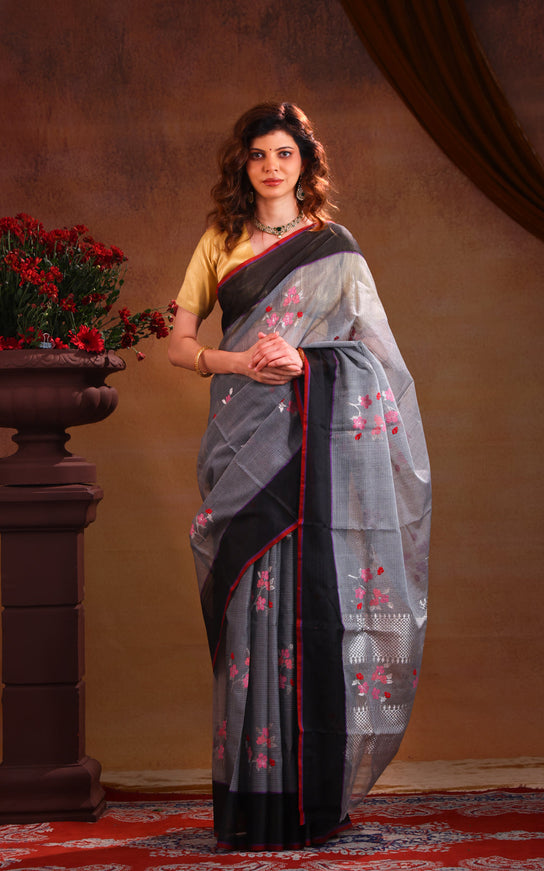 Zari Kota Grey And Black With Jamdhani Weaves