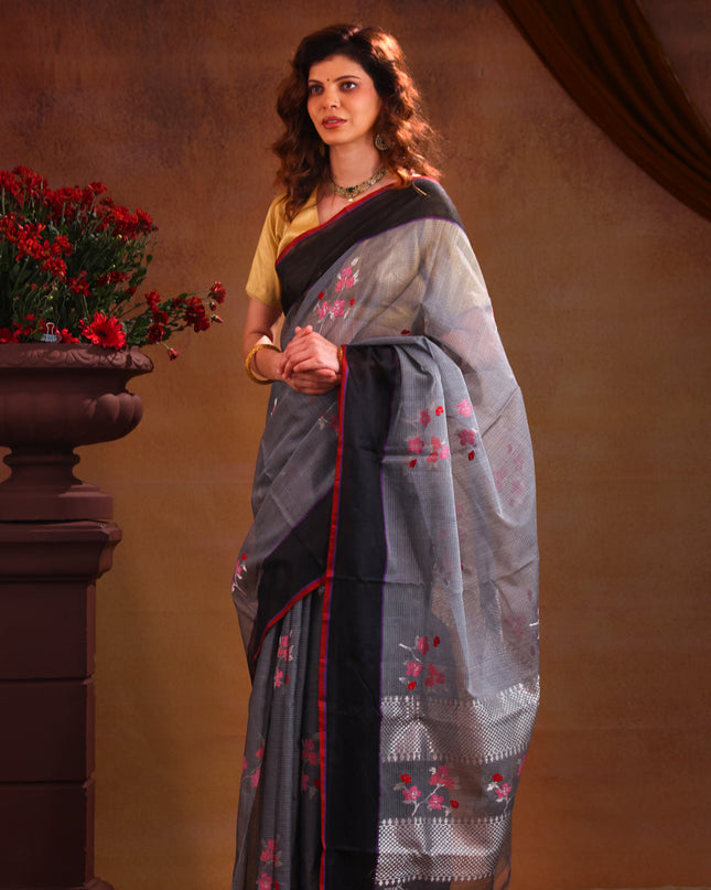 Zari Kota Grey And Black With Jamdhani Weaves