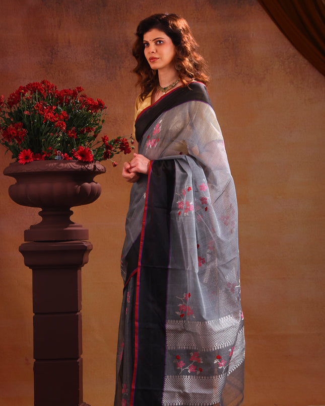 Zari Kota Grey And Black With Jamdhani Weaves