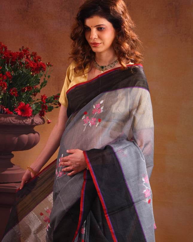 Zari Kota Grey And Black With Jamdhani Weaves