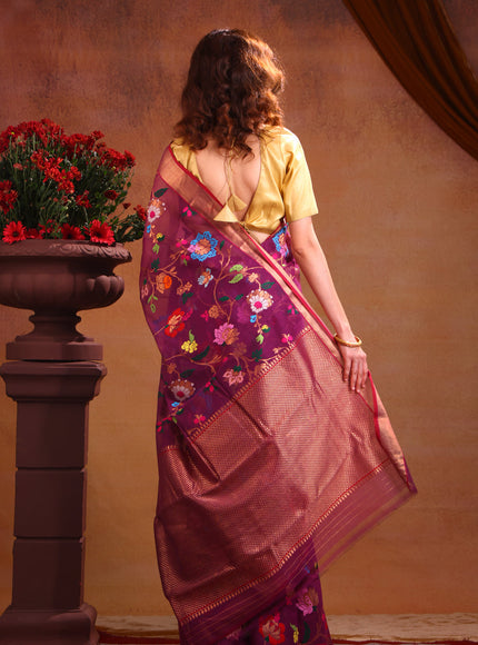 Zari Kota Deep Purple With Jamdhani Weaves