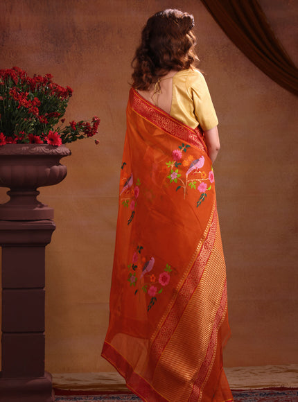 Zari Kota Rustic Orange And Red With Jamdhani Weaves