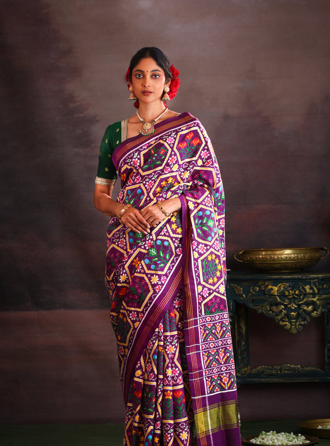 Patan Patola Deep Violet And  Silk Saree