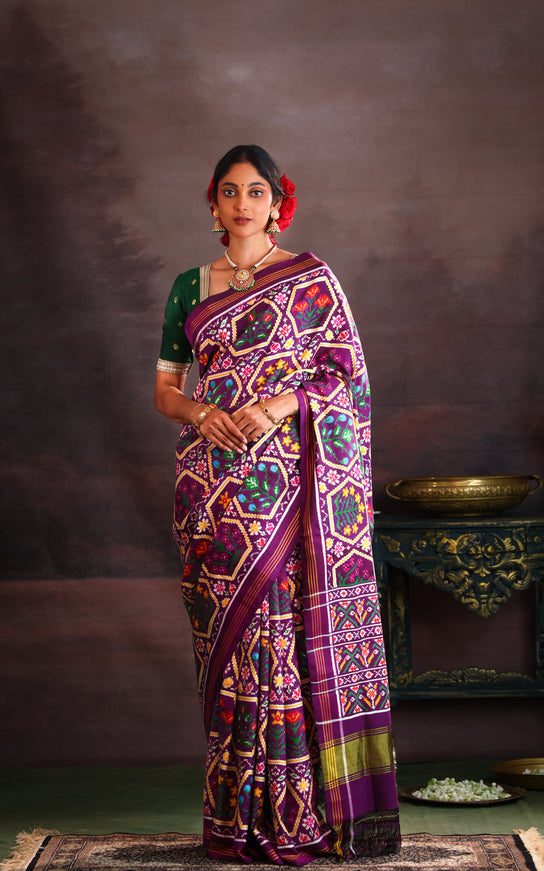 Patan Patola Deep Violet And  Silk Saree
