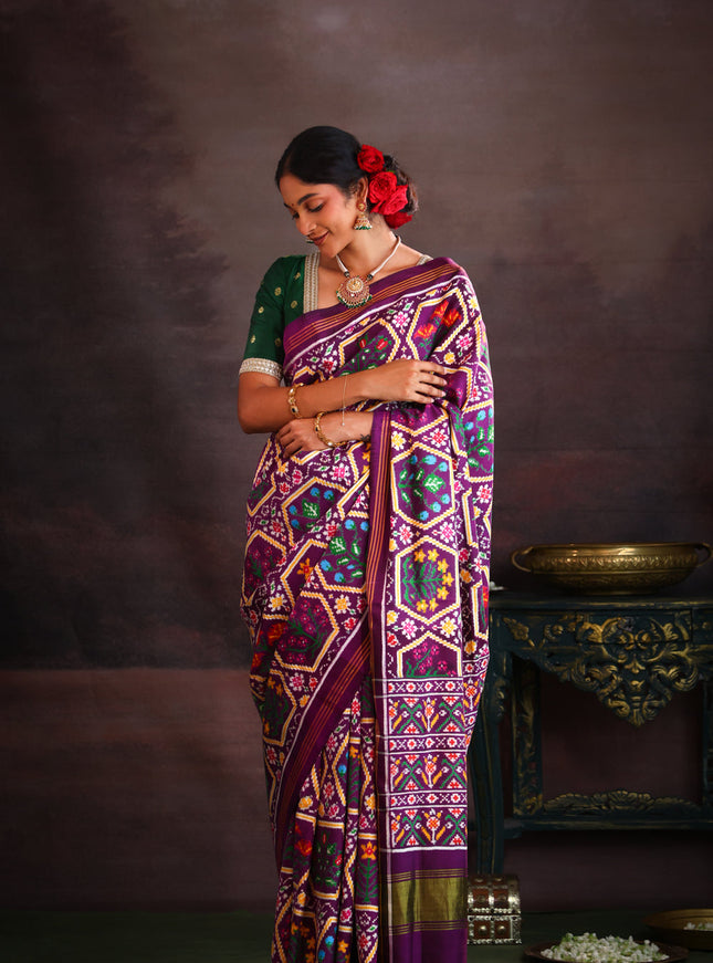 Patan Patola Deep Violet And  Silk Saree