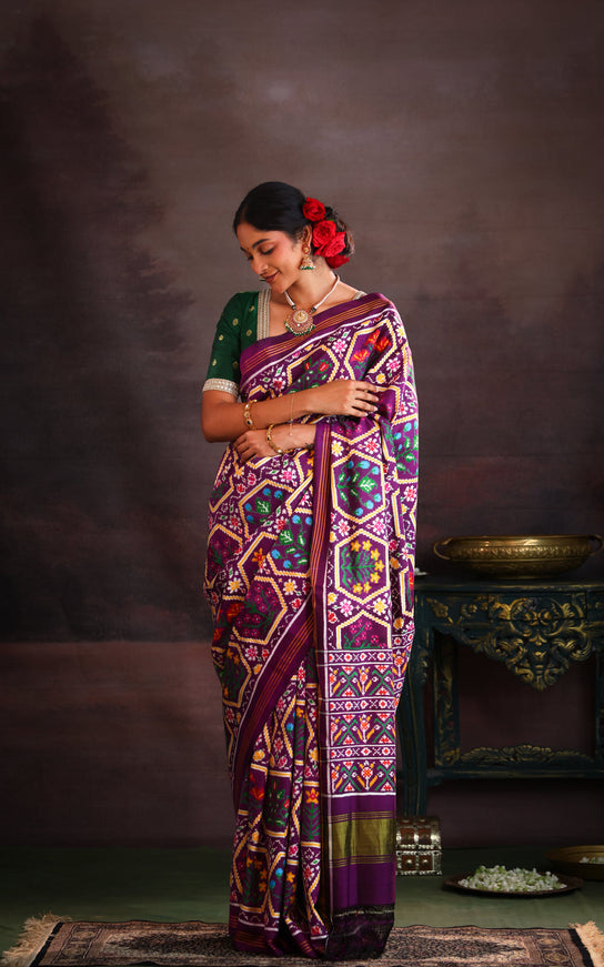Patan Patola Deep Violet And  Silk Saree
