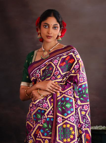 Patan Patola Deep Violet And  Silk Saree