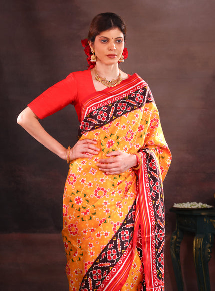 Patan Patola Yellow And Maroon Silk Saree
