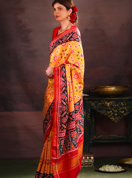 Patan Patola Yellow And Maroon Silk Saree