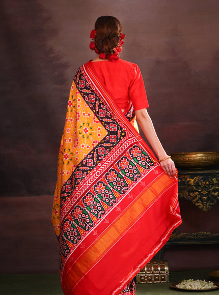 Patan Patola Yellow And Maroon Silk Saree