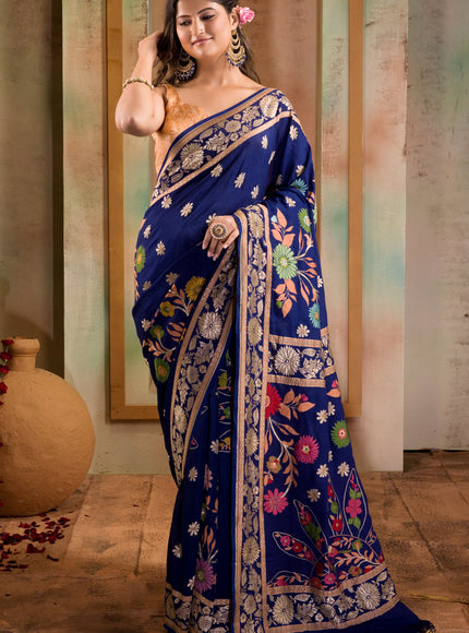 Banarasi Georgette Blue With Kadwa Weaves
