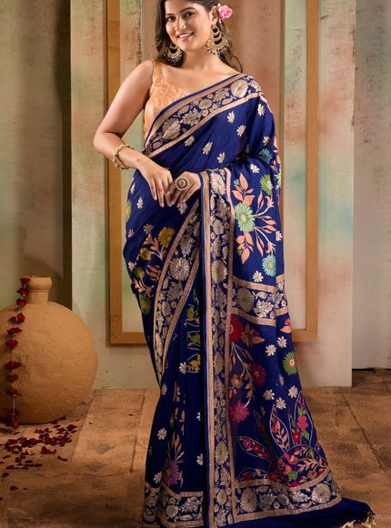Banarasi Georgette Blue With Kadwa Weaves