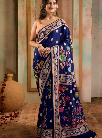 Banarasi Georgette Blue With Kadwa Weaves