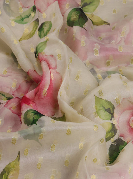 Cream Organza With Zari Weave Embroidery Patch Border