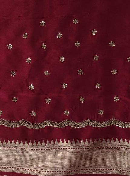 Purple Banarasi Silk Saree With Brocade Zari Weaves & Embroided Border