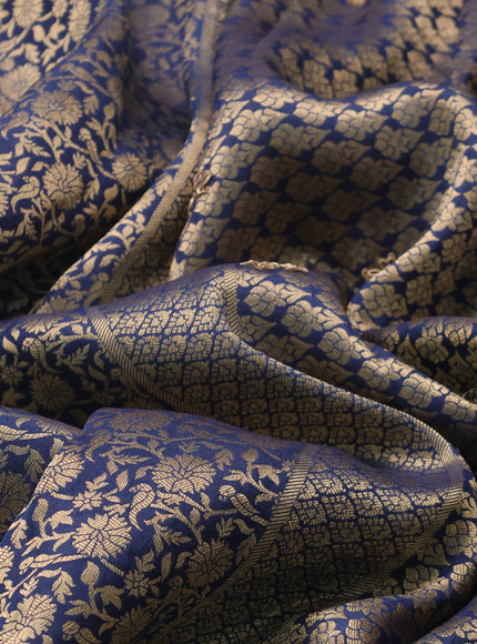 Peacock Blue Banarasi Silk Saree With Brocade Zari Weaves & Embroided Border
