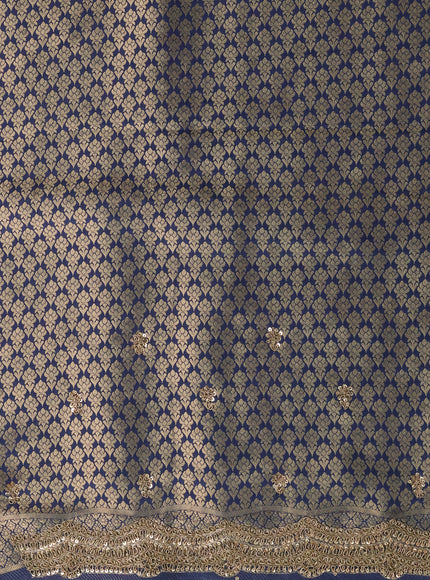 Peacock Blue Banarasi Silk Saree With Brocade Zari Weaves & Embroided Border