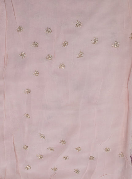Baby Pink Pure Georgette Saree With Allover Sequin & Beaded Work And Floral Prints
