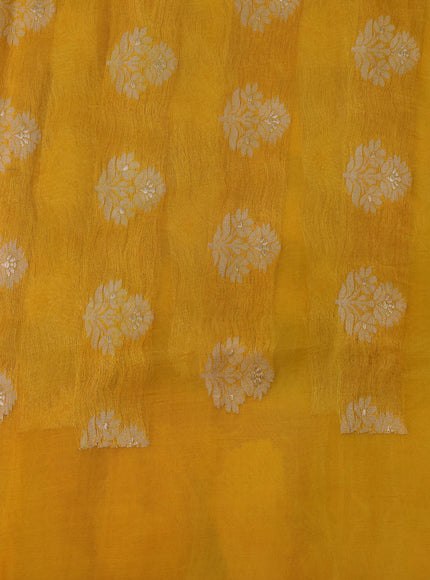 Pista Green -Pink Pure Banarasi Kora Silk Saree With Woven Buttas & Paithani Border