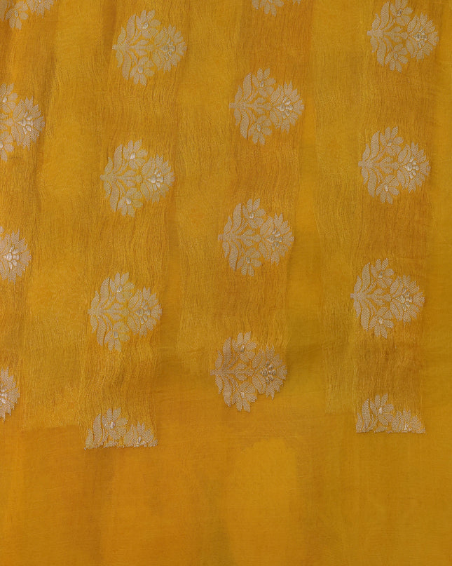 Pista Green -Pink Pure Banarasi Kora Silk Saree With Woven Buttas & Paithani Border