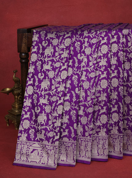Violet Pure Banarasi Silk Saree