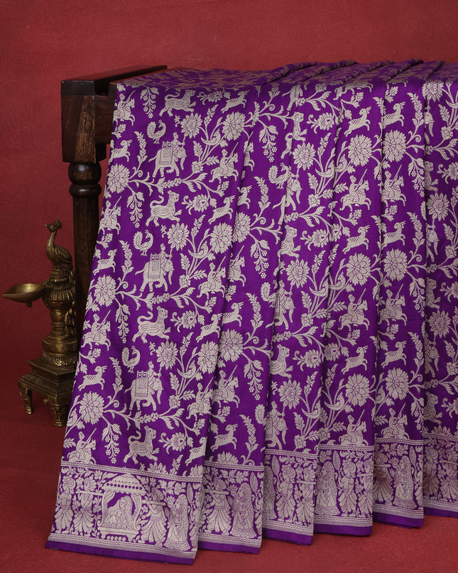 Violet Pure Banarasi Silk Saree