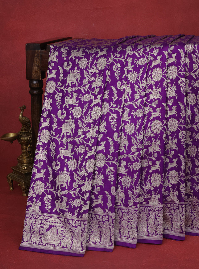 Violet Pure Banarasi Silk Saree
