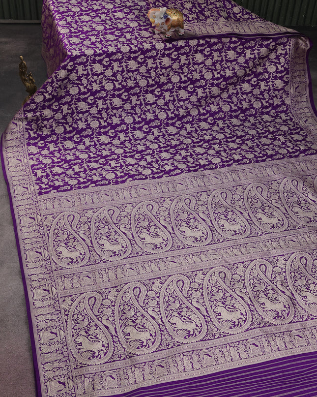 Violet Pure Banarasi Silk Saree