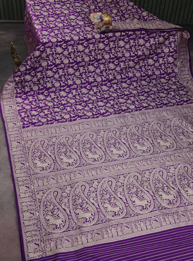 Violet Pure Banarasi Silk Saree