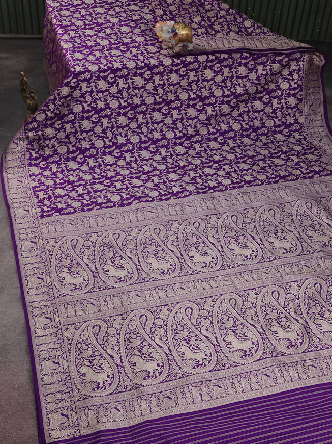 Violet Pure Banarasi Silk Saree